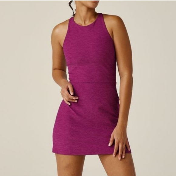 Beyond Yoga Dresses & Skirts - Beyond Yoga Purple Magenta Heather Spacedye Racerback Mini Refocus Dress